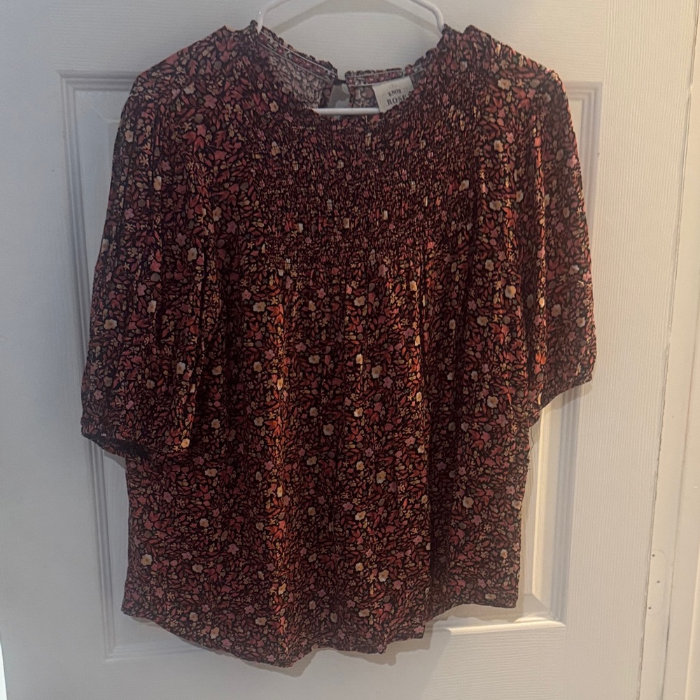 Knox Rose Black and Red Floral Blouse